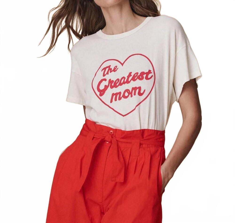 NEW THE GREAT. greatest mom boxy crew tee in white